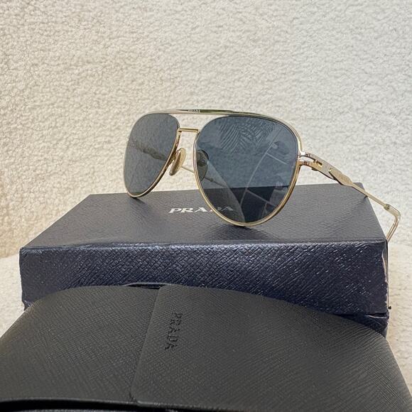 Prada Sunglasses Men's Gold Aviator - Picture 6 of 6